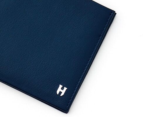 Wallet for Men, Slim Minimalist RFID Full Grain Leather, Handcrafted Bifold, 6 Card Slots, Gift Box Pouch, Christmas Birthday, Navy Blue in Kuwait