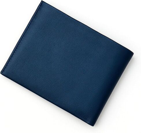 Wallet for Men, Slim Minimalist RFID Full Grain Leather, Handcrafted Bifold, 6 Card Slots, Gift Box Pouch, Christmas Birthday, Navy Blue in Kuwait