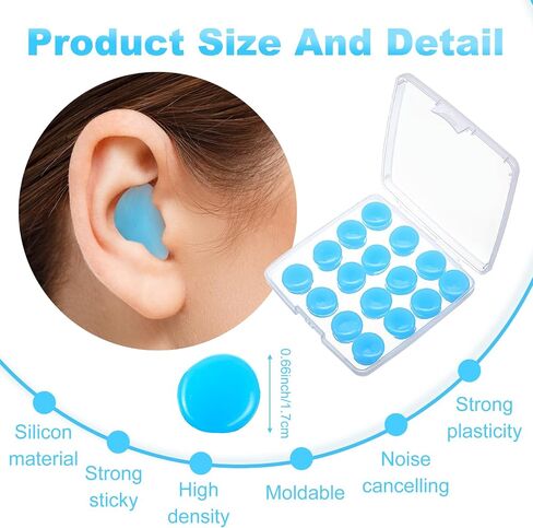 Moldable Silicone Ear Plugs for Sleeping 8 Pairs Noise Cancelling Earplugs, Reusable Wax Ear Plugs for Comfortable Sleep and Sound Isolation Earplugs for Swimming, Snoring, Travel, Studying in Saudi Arabia