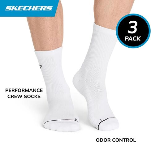 Skechers mens 3-pack Performance Pickleball Crew Socks, Odor Control & Mesh Ventilation in Saudi Arabia