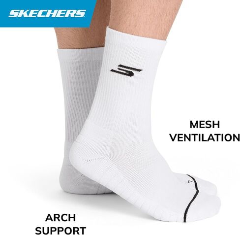 Skechers mens 3-pack Performance Pickleball Crew Socks, Odor Control & Mesh Ventilation in Saudi Arabia