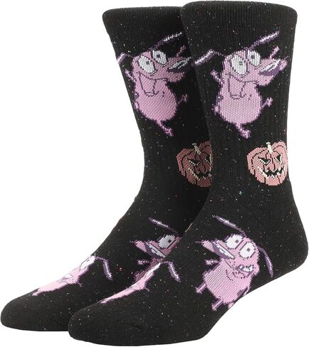 Bioworld Courage The Cowardly Dog Mixed Character Art Pumpkin AOP Mens Athletic Crew Socks in Saudi Arabia