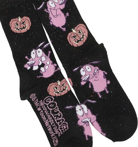 Bioworld Courage The Cowardly Dog Mixed Character Art Pumpkin AOP Mens Athletic Crew Socks in Saudi Arabia
