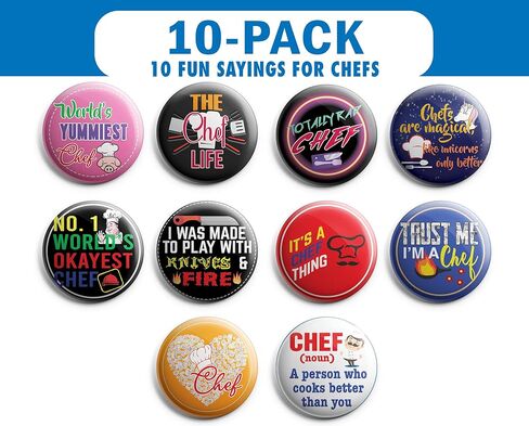 Creanoso I am a Chef Pinback Buttons (10 Pack) - Fun Classroom Reward Incentives for Students and Children - Stocking Stuffers Party Favors & Giveaways for Boys, Girls, Kids, Teens in Saudi Arabia