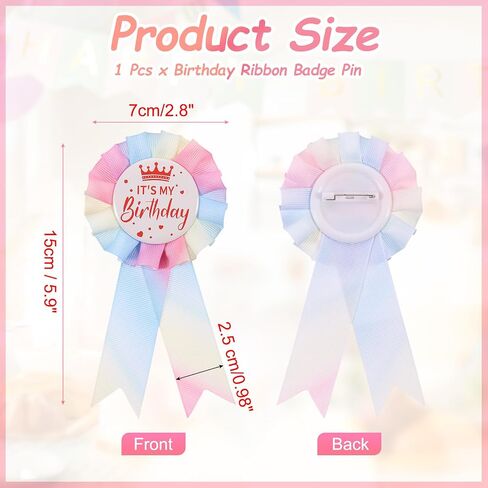 PATIKIL IT'S MY Birthday Pin, Tinplate Ribbon Badge Pin, Satin Fabric Award Ribbon for Birthday Party Decoration in Saudi Arabia