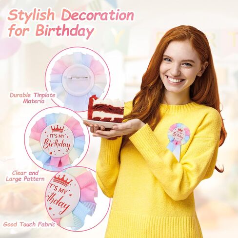 PATIKIL IT'S MY Birthday Pin, Tinplate Ribbon Badge Pin, Satin Fabric Award Ribbon for Birthday Party Decoration in Saudi Arabia