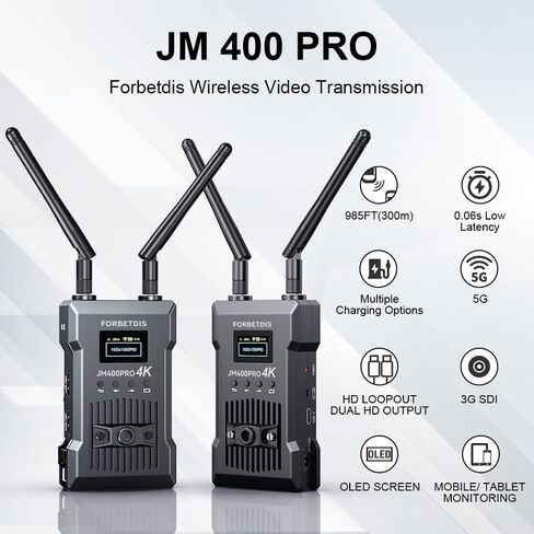 جهاز إرسال واستقبال لاسلكي عالي الدقة JM300PRO، مجموعة موسع HD 1000 قدم مع حلقة HD، نظام نقل فيديو لاسلكي بدقة 4K Ultra HD، زمن استجابة 0.06S لمصور الفيديو وصانع الأفلام (JM300PRO) in Saudi Arabia