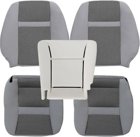 Priprilod Gray Cloth Front Driver & Passenger Side Bottom & Top Lean Back & Driver Foam Cushion Replacement Seat Cover Compatible with Dodge Ram 2500 3500 4500 5500 2006 2007 2008 2009 2010 in Saudi Arabia