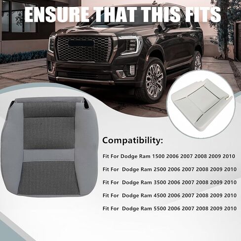 Priprilod Gray Cloth Front Driver & Passenger Side Bottom & Top Lean Back & Driver Foam Cushion Replacement Seat Cover Compatible with Dodge Ram 2500 3500 4500 5500 2006 2007 2008 2009 2010 in Saudi Arabia