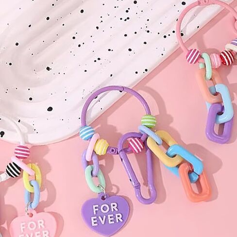 Colorful Heart Keychain Set - 6PCS Alloy Love Charms for Keys Purse Decoration in Saudi Arabia