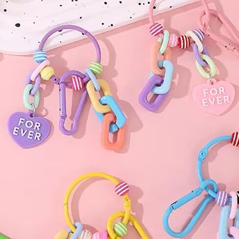 Colorful Heart Keychain Set - 6PCS Alloy Love Charms for Keys Purse Decoration in Saudi Arabia