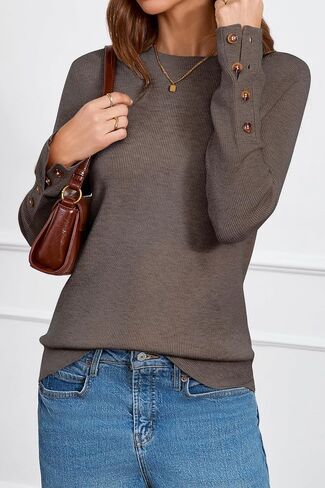 Arach&Cloz Women's Wool Blend Button-Cuff Fall Fashion Casual Sweaters in Saudi Arabia
