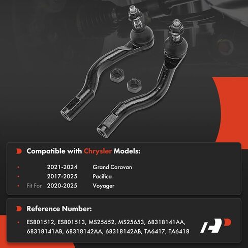 A-Premium 2 x Front Outer Tie Rod Ends, Compatible with Chrysler Pacifica 2017-2025, Voyager 2020-2025, Grand Caravan 2021-2024 in Saudi Arabia