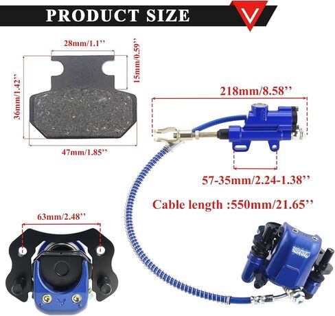 فرجار أسطوانة الفرامل الرئيسية من PRO BAT مع مجموعة وسادة الفرامل لـ 50cc 70cc 90cc 110cc 125cc الصينية رباعية Taotao Coolster ATV Kids ذات العجلات الأربع، أزرق in Kuwait