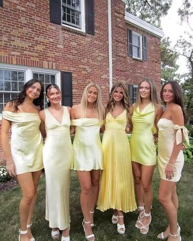 Spaghetti Strap Satin Bridesmaid Dresses Pleated V Neck A Line Formal Wedding Guest Dress in Saudi Arabia