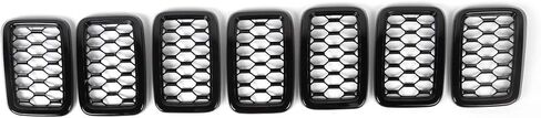 Front Grille Honeycomb Grill Inserts Fits For Jeep Grand Cherokee 2017 2018 2019 2020 2021 7 PCS Black in Saudi Arabia