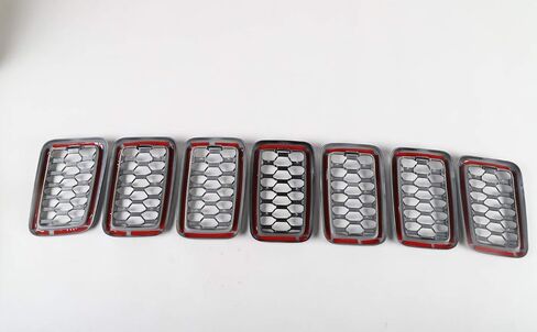 Front Grille Honeycomb Grill Inserts Fits For Jeep Grand Cherokee 2017 2018 2019 2020 2021 7 PCS Black in Saudi Arabia