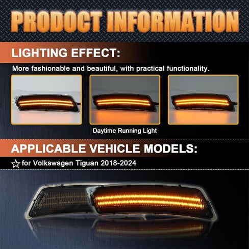 LED Front Fender LED Side Marker Lights Kit for Volkswagen Tiguan 2018-2024 / for Volkswagen Beetle 2012-2019,OEM 5C5945072A / 5C5945071A, Smoked Lens Side Bumper Marker Lamps,2pcs (Smoked) in Kuwait