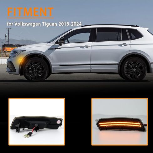 LED Front Fender LED Side Marker Lights Kit for Volkswagen Tiguan 2018-2024 / for Volkswagen Beetle 2012-2019,OEM 5C5945072A / 5C5945071A, Smoked Lens Side Bumper Marker Lamps,2pcs (Smoked) in Kuwait