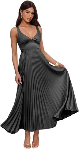 Spaghetti Strap Satin Bridesmaid Dresses Pleated V Neck A Line Formal Wedding Guest Dress in Saudi Arabia