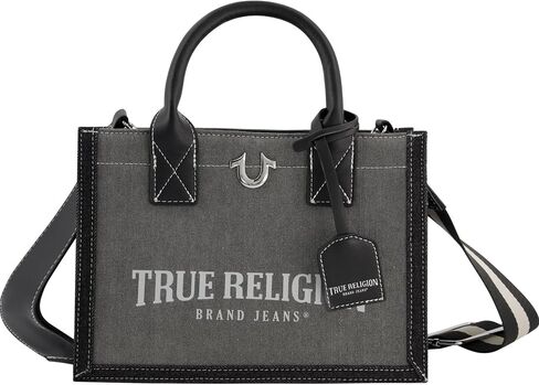 True Religion Women's Tote Bag, Medium Travel Purse Handbag with Adjustable Shoulder Strap and Horseshoe Logo, Grey in Saudi Arabia