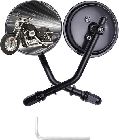 8mm Rearview Mirrors Universal Chrome Round for Harley Road King Sportster Street Electra Glide Softail Dyna Road Glide 1982-2025 360°Adjustable Motorcycle Side Mirror (1 Pair) in Saudi Arabia