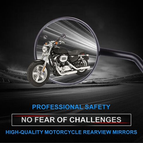 8mm Rearview Mirrors Universal Chrome Round for Harley Road King Sportster Street Electra Glide Softail Dyna Road Glide 1982-2025 360°Adjustable Motorcycle Side Mirror (1 Pair) in Saudi Arabia