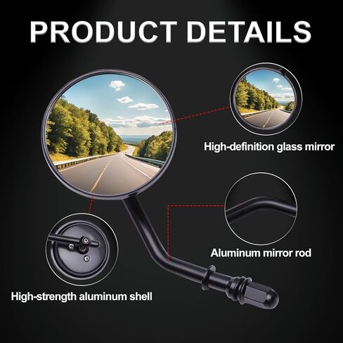 8mm Rearview Mirrors Universal Chrome Round for Harley Road King Sportster Street Electra Glide Softail Dyna Road Glide 1982-2025 360°Adjustable Motorcycle Side Mirror (1 Pair) in Saudi Arabia