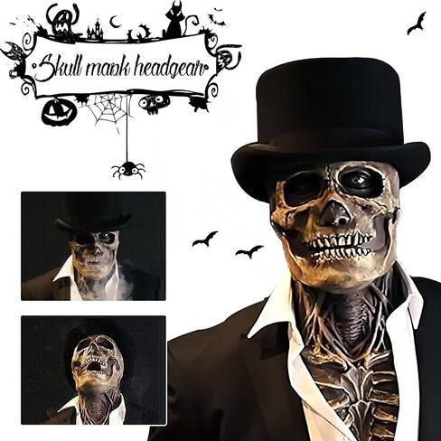 Halloween Skull Mask,Scary Full Head Horror Mask with Movable Jaw, Scary Realistic Latex Helmet Cosplay Party Props in Saudi Arabia