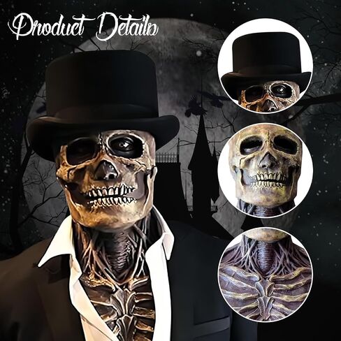 Halloween Skull Mask,Scary Full Head Horror Mask with Movable Jaw, Scary Realistic Latex Helmet Cosplay Party Props in Saudi Arabia