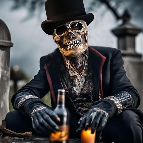 Halloween Skull Mask,Scary Full Head Horror Mask with Movable Jaw, Scary Realistic Latex Helmet Cosplay Party Props in Saudi Arabia