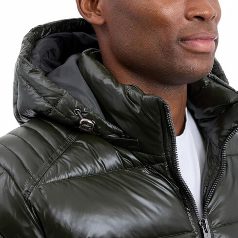 Michael Kors mens Shine Hooded Puffer Jacket, Heavy Winter Jackets for Men, Water Resistant in Saudi Arabia