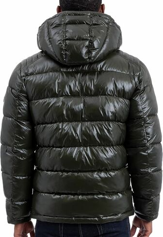 Michael Kors mens Shine Hooded Puffer Jacket, Heavy Winter Jackets for Men, Water Resistant in Saudi Arabia