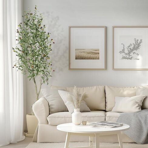 GarveeHome Faux Olive Tree 6ft, Olive Trees Artificial Indoor with White Planter, Artificial Silk Plants with Green Leaves and Big Fruits for Home Office DéCor Living Room Bedroom Stairs Foyer,2 Pack in Saudi Arabia
