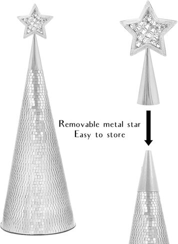 WDHODEC Red Gold Silver Glass Christmas Trees Set of 3, 17" 15" 13" Small Tabletop Christmas Tree Handmade Disco Decor for Xmas Table Party Decoration in Kuwait