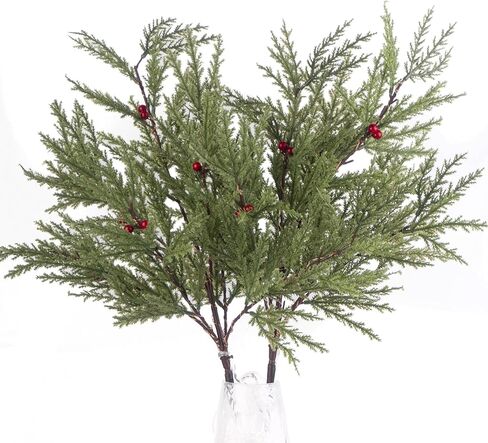 فروع الصنوبر الاصطناعي المضيئة للمزهريات، أغصان السرو لعيد الميلاد مقاس 28 بوصة مع 60 مصباح LED، تعمل بالبطارية أو قابس USB، ديكورات للعطلات داخلية/خارجية (قطعتان) in Kuwait