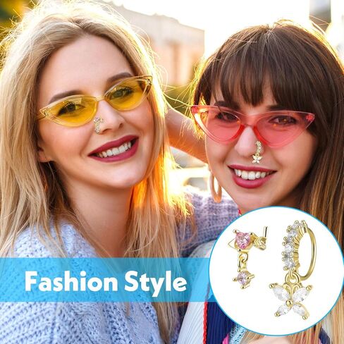 10 قطع من حلقات الأنف المتدلية للنساء 20 جم على شكل حرف L وحلقات أنف متدلية لطيفة مع سحر تشيكوسلوفاكيا الهندية ثقب المجوهرات الغضروف للنساء in Kuwait