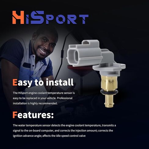 HiSport 3L8Z-12A648-AA Engine Coolant Temperature Sensor - Compatible with Ford Mercury Mazda Replaces 3L8A12A648AA 5HZ9030B 4346360 in Saudi Arabia