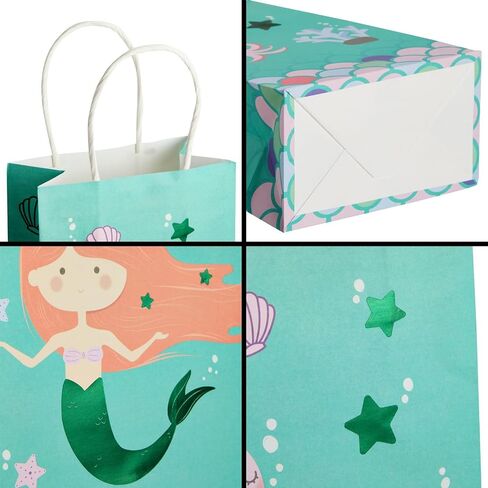BLUE PANDA 25-Pack Purple Gift Bags with Handles - Medium Size Paper Bags for Birthday, Wedding, Retail (8x3.9x10 In) in Kuwait