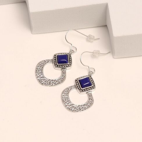 LeCalla 925 Sterling Silver Hammered Earrings for Women | Classic Handmade Textured Hammered Drop Dangle Earring Jewelry Gifts for Birthday Wedding Christmas in Saudi Arabia