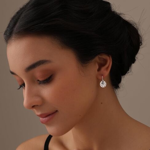 LeCalla 925 Sterling Silver Hammered Earrings for Women | Classic Handmade Textured Hammered Drop Dangle Earring Jewelry Gifts for Birthday Wedding Christmas in Saudi Arabia