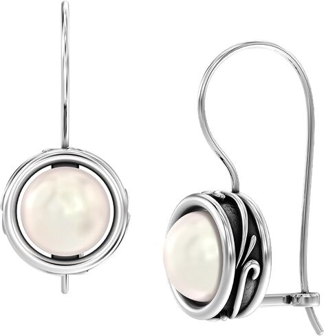 LeCalla 925 Sterling Silver Hammered Earrings for Women | Classic Handmade Textured Hammered Drop Dangle Earring Jewelry Gifts for Birthday Wedding Christmas in Saudi Arabia