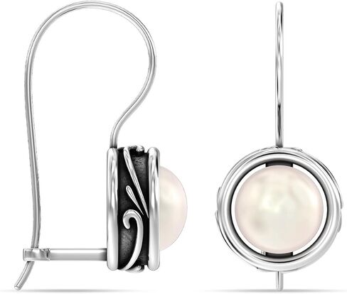 LeCalla 925 Sterling Silver Hammered Earrings for Women | Classic Handmade Textured Hammered Drop Dangle Earring Jewelry Gifts for Birthday Wedding Christmas in Saudi Arabia