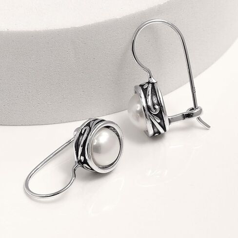 LeCalla 925 Sterling Silver Hammered Earrings for Women | Classic Handmade Textured Hammered Drop Dangle Earring Jewelry Gifts for Birthday Wedding Christmas in Saudi Arabia