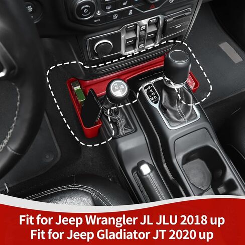 RT-TCZ لصينية تخزين Jeep JL Shifter، جيب جانبي لوحدة التحكم المركزية لسيارة Jeep Wrangler JL JLU Gladiator JT 2018 up ملحقات داخلية حمراء in Saudi Arabia