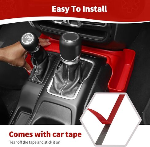 RT-TCZ لصينية تخزين Jeep JL Shifter، جيب جانبي لوحدة التحكم المركزية لسيارة Jeep Wrangler JL JLU Gladiator JT 2018 up ملحقات داخلية حمراء in Saudi Arabia