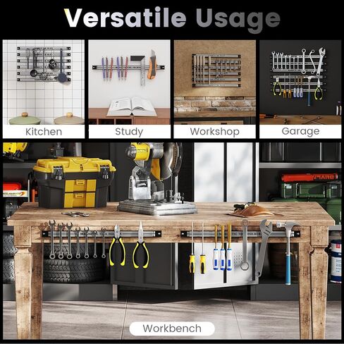 Goplus 6 قطع 18 بوصة حامل أدوات مغناطيسي، شريط حامل أدوات مغناطيسي، شريط أدوات مغناطيسي عالي التحمل، رف منظم أدوات معدني موفر للمساحة، شريط مغناطيسي للأدوات لورشة العمل المنزلية (يتضمن براغي التثبيت) in Kuwait