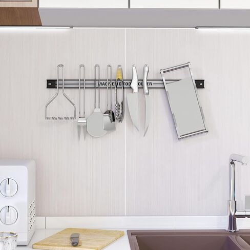 Goplus 6 قطع 18 بوصة حامل أدوات مغناطيسي، شريط حامل أدوات مغناطيسي، شريط أدوات مغناطيسي عالي التحمل، رف منظم أدوات معدني موفر للمساحة، شريط مغناطيسي للأدوات لورشة العمل المنزلية (يتضمن براغي التثبيت) in Kuwait