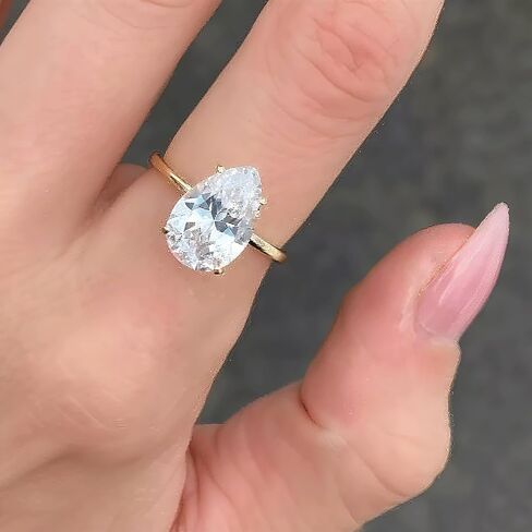 1CT/2CT/3CT 925 الفضة الاسترليني الكمثرى خواتم الخطبة الكمثرى قطع الزفاف دمعة الزفاف هالة مكعب زركونيا وعد خواتم للنساء حجم 5-9 in Kuwait