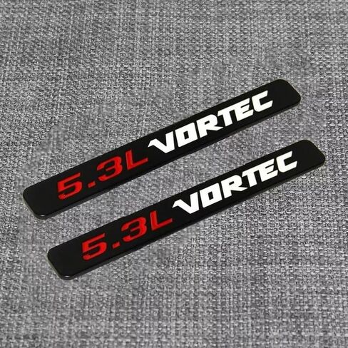 2 قطعة 5.3L Vortec غطاء محرك السيارة شعارات المحرك شارة الجانب الباب ملصق متوافق مع 1500 2500hd سيلفرادو Z71 سييرا (أسود أبيض) in Kuwait